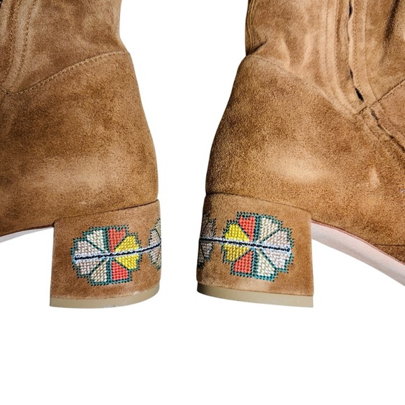 ETRO brown suede embroidered heel over the knee boots NEW - Picture 5 of 9